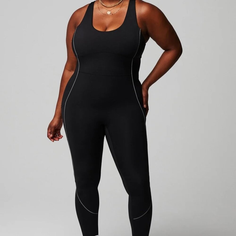 FABLETICS MOTION 365 REFLECTIVE JUMPSUIT PHONE POCKETS GUC BLACK XL